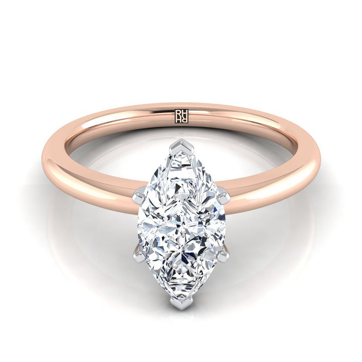 Five Prong Comfort Fit Claw Solitaire Marquise, in 14K Rose Gold | RockHer