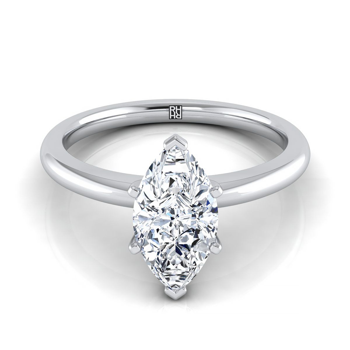 The Gilda marquise engagement ring setting in 18K White Gold | RockHer