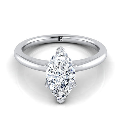 Five Prong Comfort Fit Claw Solitaire Marquise, in 18K White Gold | RockHer