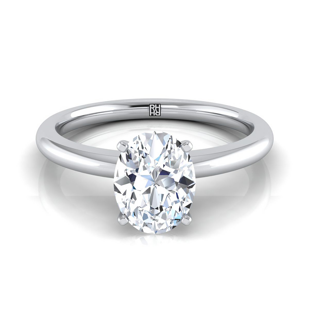 The Gilda oval engagement ring setting in Platinum | RockHer