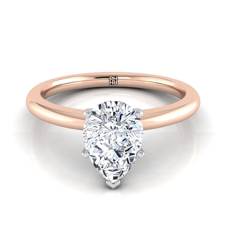 The Gilda Five Prong Comfort Fit Claw Solitaire Pear Engagement Ring Setting in 14K Rose Gold