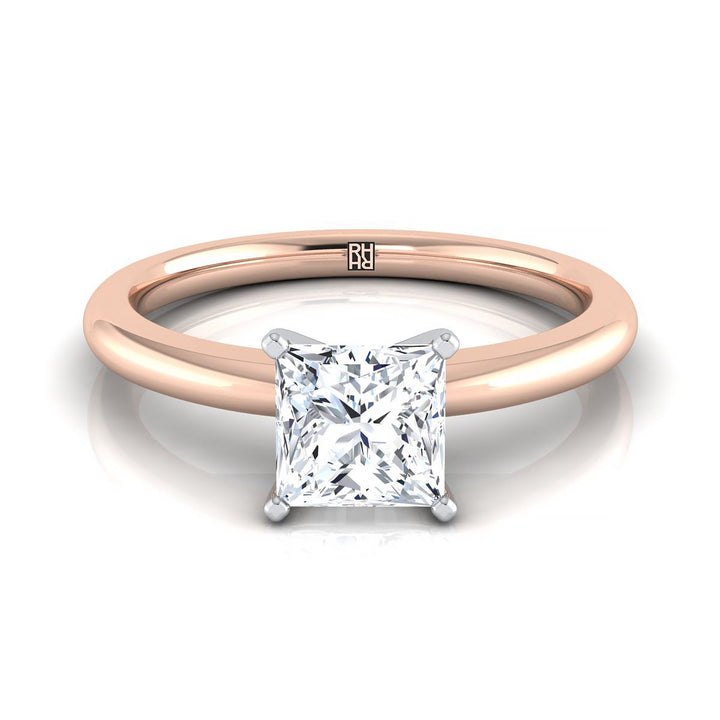 Five Prong Comfort Fit Claw Solitaire Princess, in 14K Rose Gold | RockHer