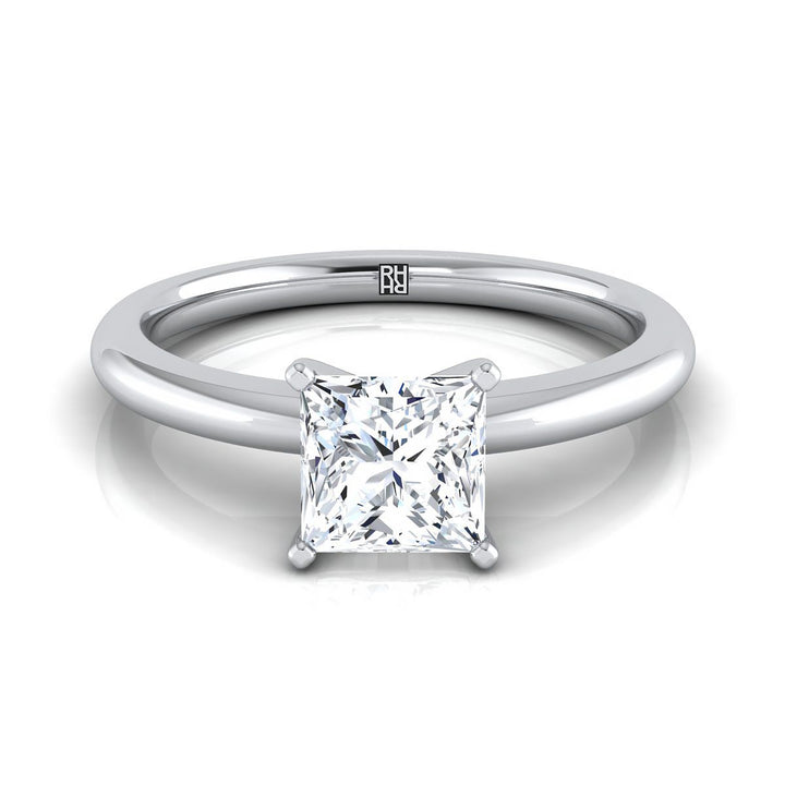 Five Prong Comfort Fit Claw Solitaire Princess, in 18K White Gold | RockHer