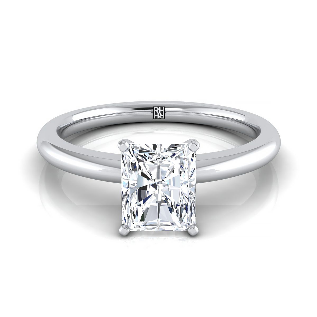 The Gilda radiant engagement ring setting in 18K White Gold | RockHer