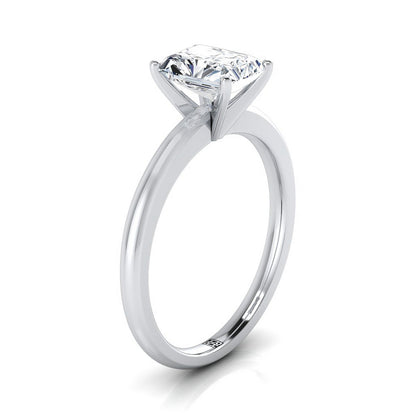 Five Prong Comfort Fit Claw Solitaire Radiant, in 18K White Gold – side profile | RockHer