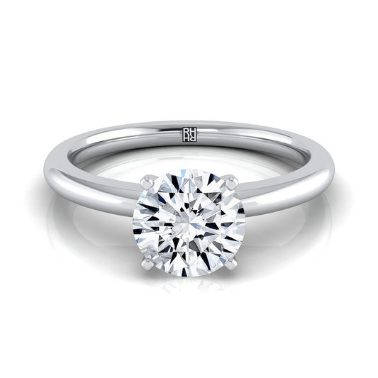 14K White Gold Round Brilliant  Round Comfort Fit Claw Prong Solitaire Engagement Ring