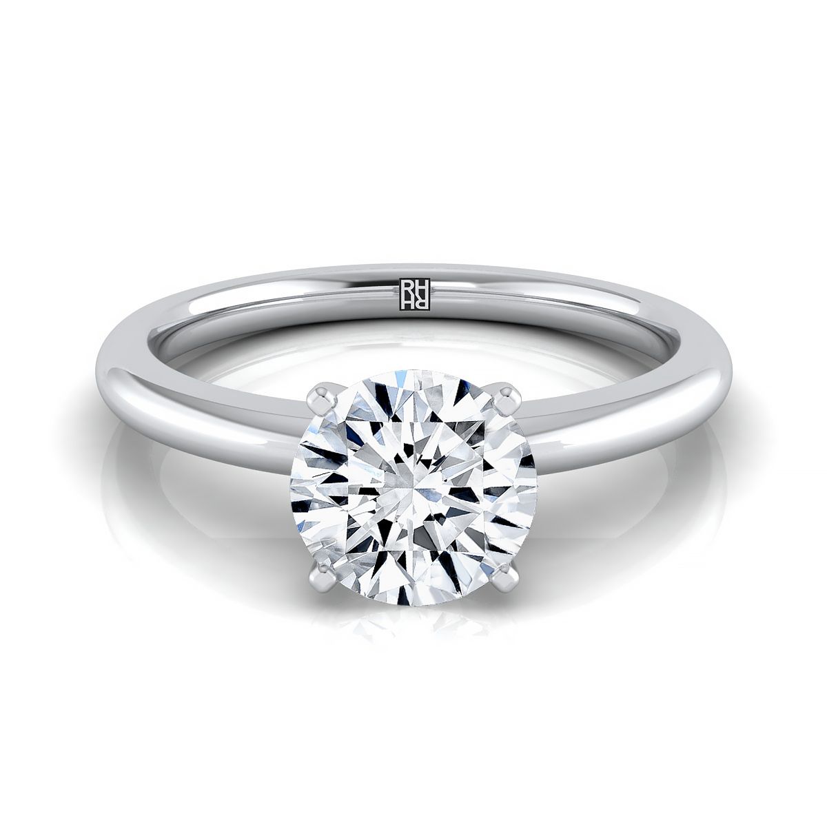 The Gilda round engagement ring setting in 18K White Gold | RockHer