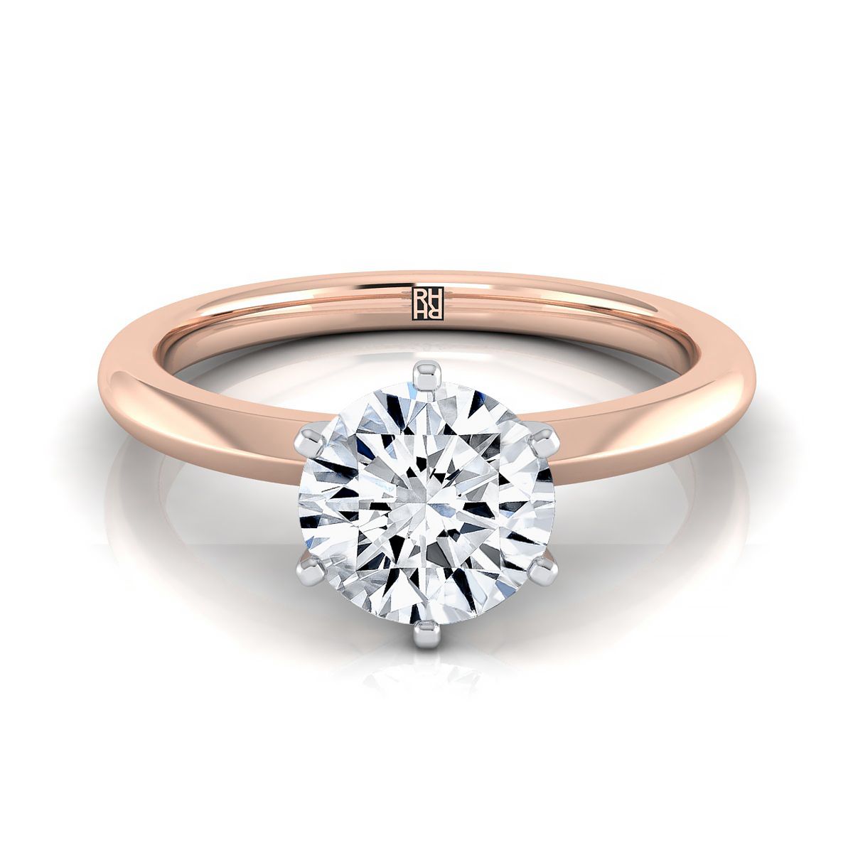 The Giovanna round engagement ring setting in 14K Rose Gold | RockHer