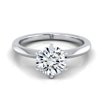 The Giovanna Pinched Comfort Fit Claw Prong Solitaire Round Engagement Ring Setting in Platinum