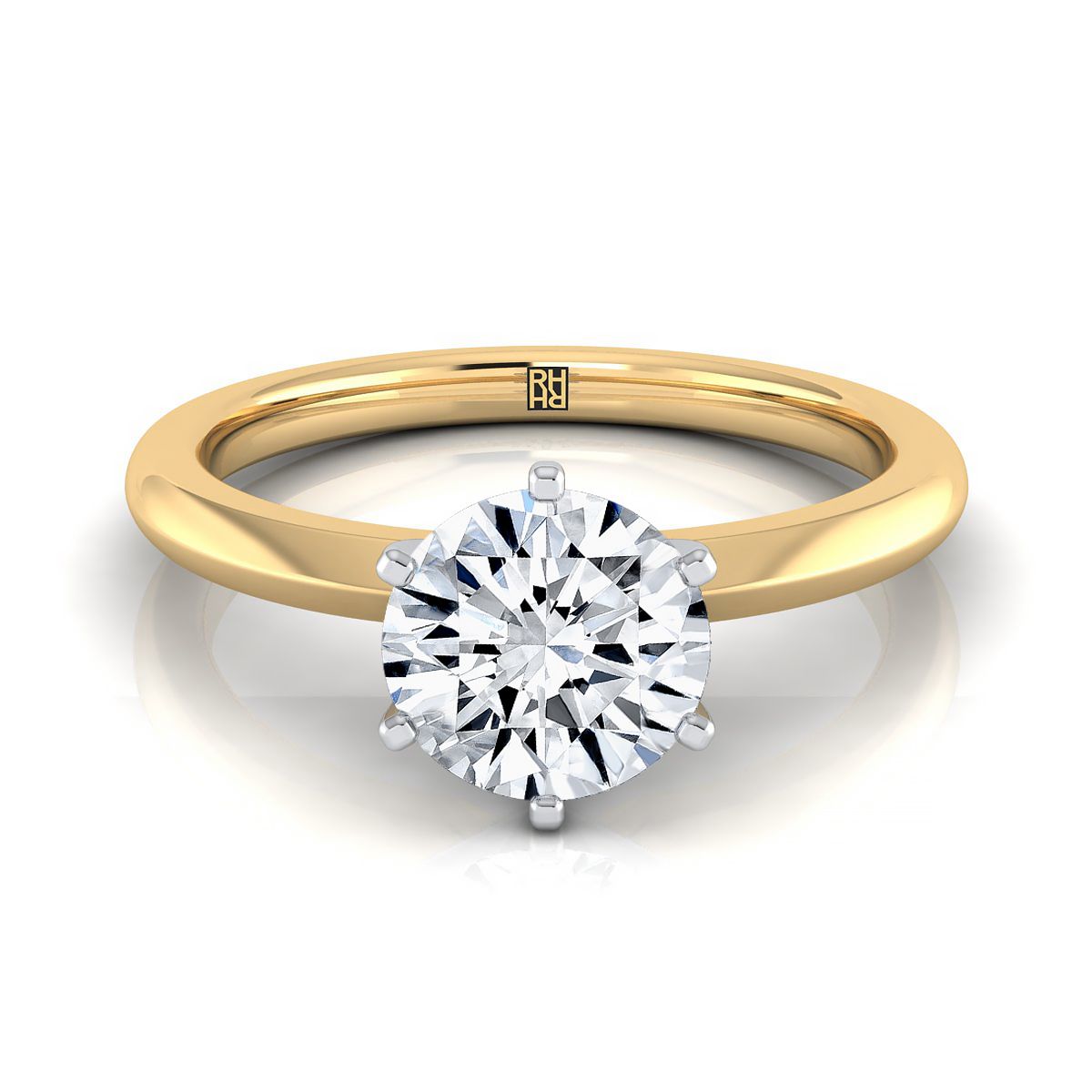 The Giovanna round engagement ring setting in 18K Yellow Gold | RockHer