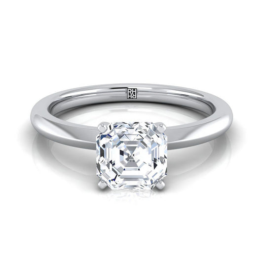 Platinum Asscher Cut  Petite Knife Edge Solitaire Engagement Ring
