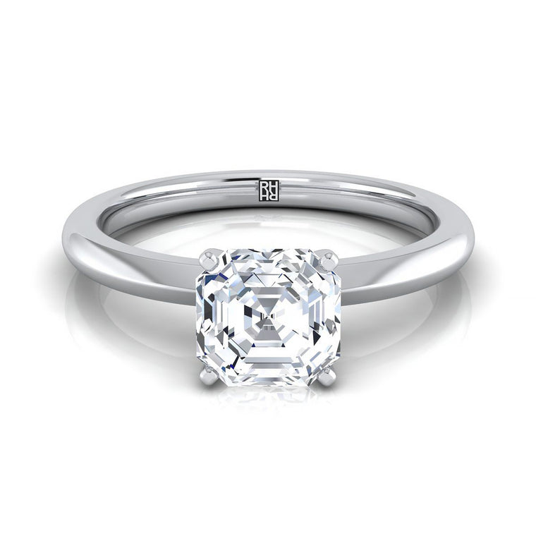 The Isolde Select Knife Edge Solitaire Asscher Cut Lab Diamond Engagement Ring in 18K White Gold