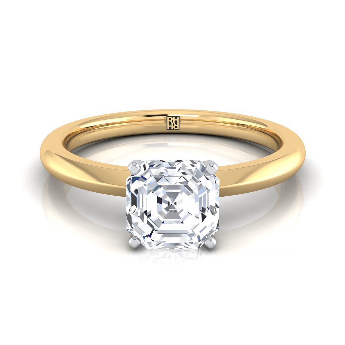 The Isolde asscher engagement ring setting in 18K Yellow Gold | RockHer