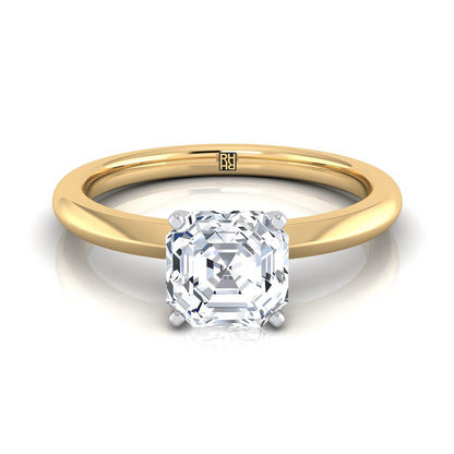 Petite Knife Edge Solitaire Asscher, in 18K Yellow Gold, prong setting | RockHer