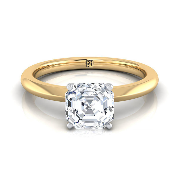 Petite Knife Edge Solitaire Asscher, in 18K Yellow Gold, prong setting | RockHer