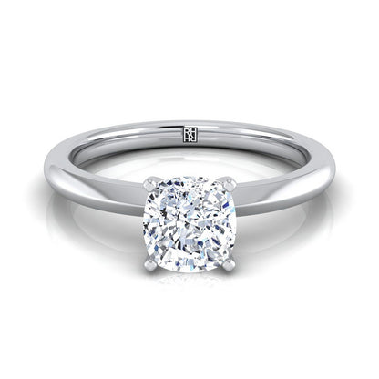 Petite Knife Edge Solitaire Cushion, in 18K White Gold, prong setting | RockHer