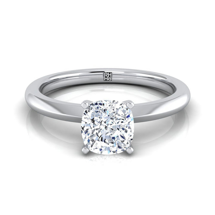 Petite Knife Edge Solitaire Cushion, in Platinum, prong setting | RockHer