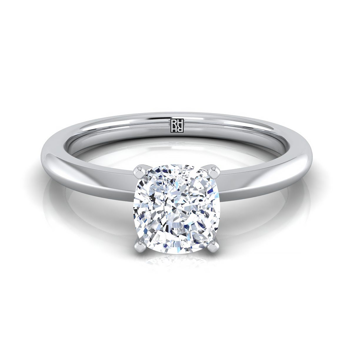 Isolde Select Knife Edge Solitaire Cushion Cut Lab Diamond Engagement Ring in Platinum | RockHer
