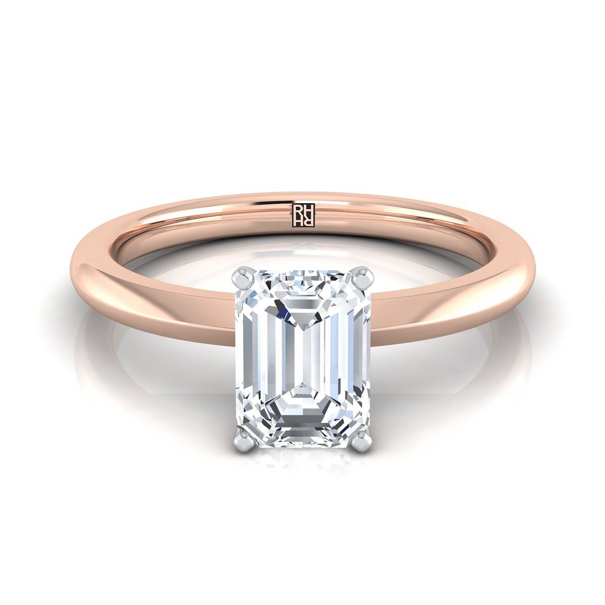 The Isolde emerald engagement ring setting in 14K Rose Gold | RockHer
