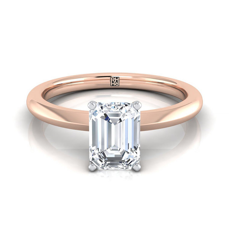 The Isolde Select Knife Edge Solitaire Emerald Cut Lab Diamond Engagement Ring in 14K Rose Gold