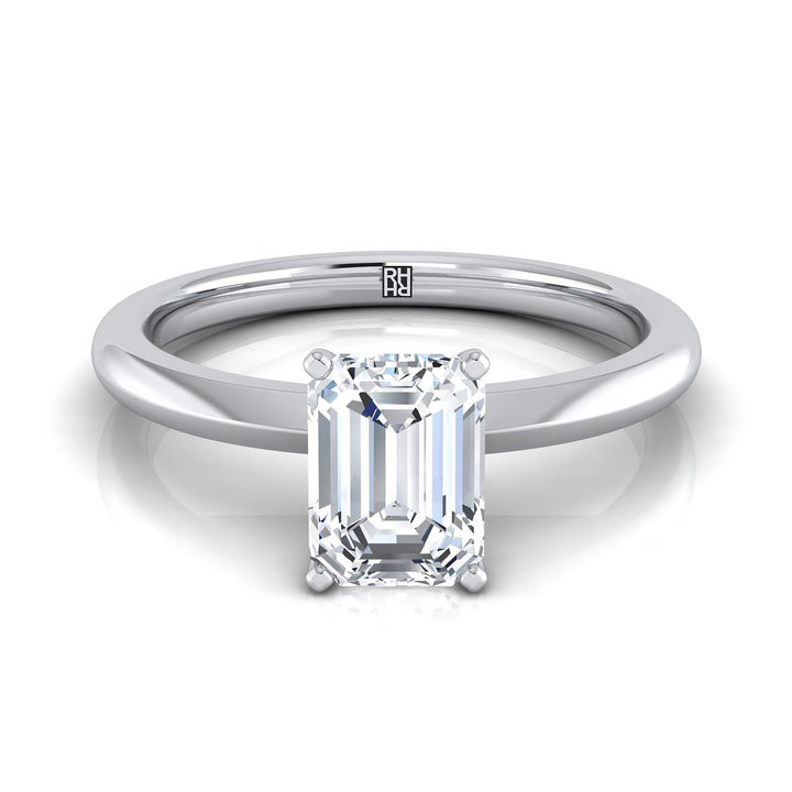 Isolde Select Knife Edge Solitaire Emerald Cut Lab Diamond Engagement Ring in Platinum | RockHer