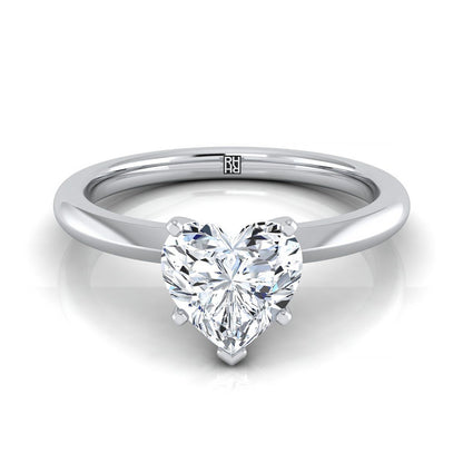 Petite Knife Edge Solitaire Heart Shape, in 18K White Gold, prong setting | RockHer
