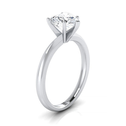 Petite Knife Edge Solitaire Heart Shape, in Platinum, prong setting – side profile | RockHer