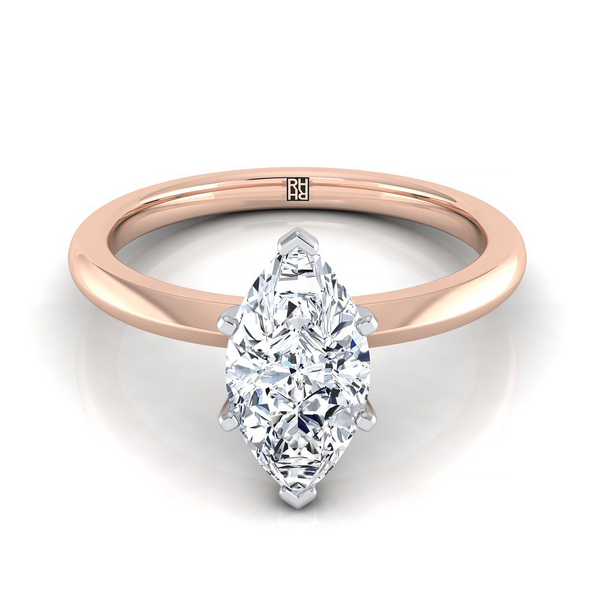 The Isolde marquise engagement ring setting in 14K Rose Gold | RockHer