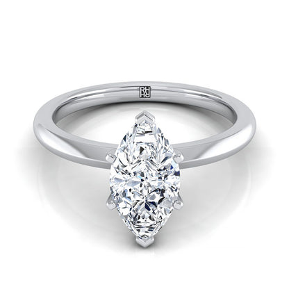 Petite Knife Edge Solitaire Marquise, in 18K White Gold, prong setting | RockHer