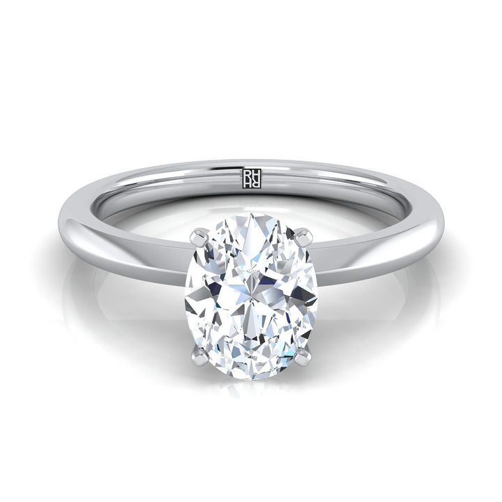 Petite Knife Edge Solitaire Oval, in Platinum, prong setting | RockHer