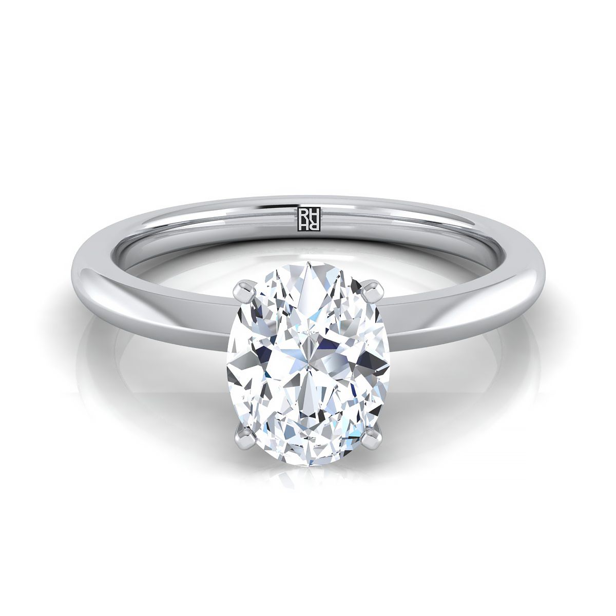 Isolde Select Knife Edge Solitaire Oval Lab Diamond Engagement Ring in Platinum | RockHer
