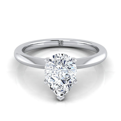 Petite Knife Edge Solitaire Pear Shape, in 18K White Gold, prong setting | RockHer