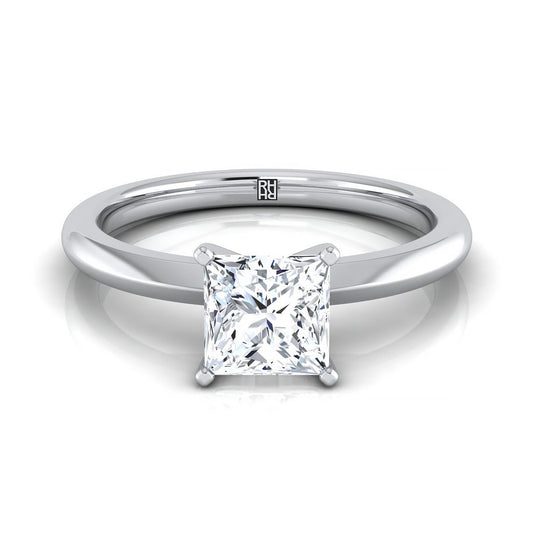 Platinum Princess Cut  Petite Knife Edge Solitaire Engagement Ring