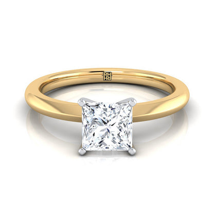 Petite Knife Edge Solitaire Princess, in 18K Yellow Gold, prong setting | RockHer