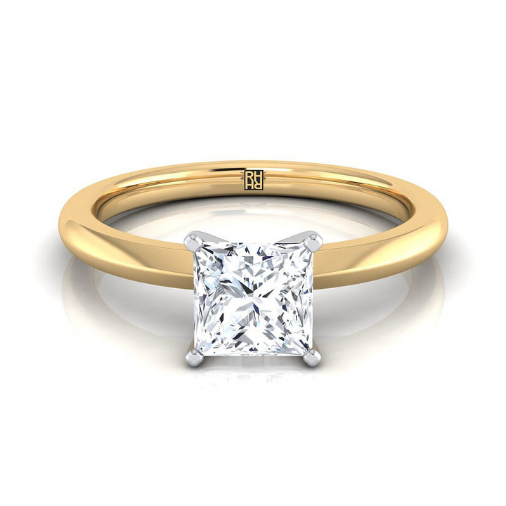Petite Knife Edge Solitaire Princess, in 18K Yellow Gold, prong setting | RockHer