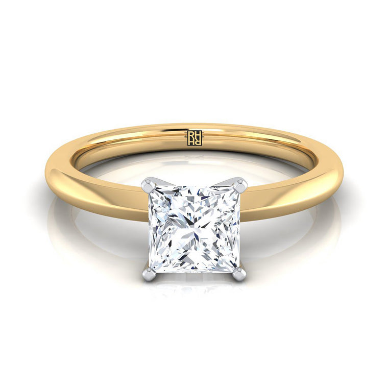 The Isolde Petite Knife Edge Solitaire Princess Cut Engagement Ring Setting in 18K Yellow Gold
