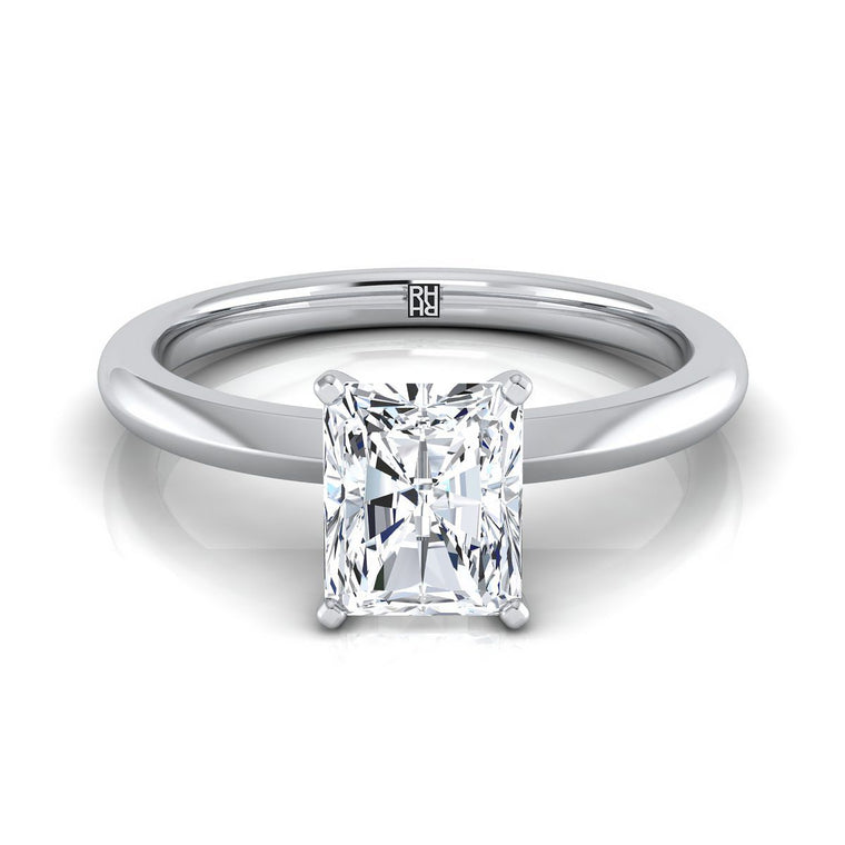 The Isolde Select Knife Edge Solitaire Radiant Cut Lab Diamond Engagement Ring in 18K White Gold