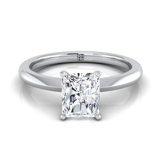 Platinum Radiant Cut Center  Petite Knife Edge Solitaire Engagement Ring