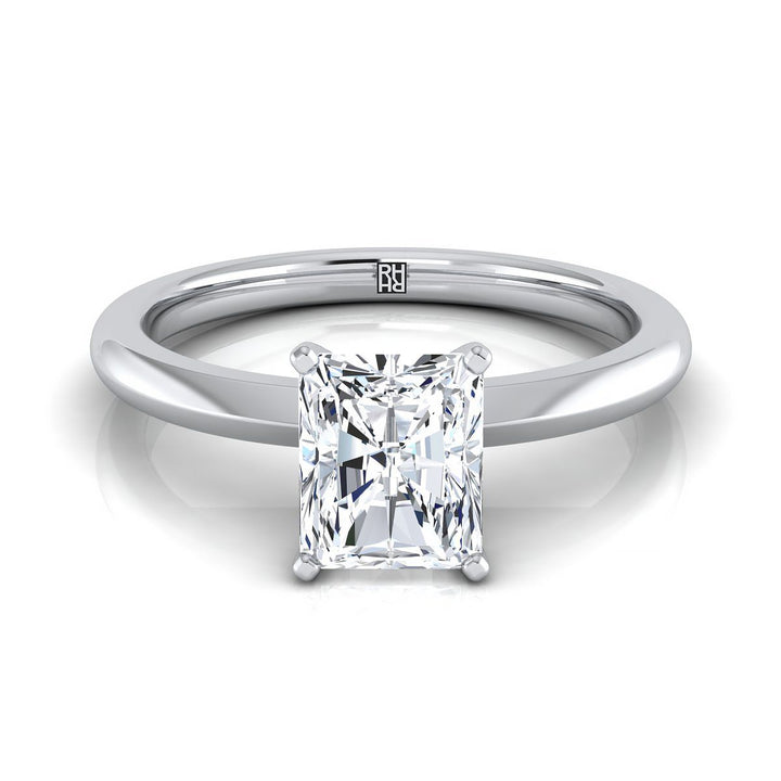 Petite Knife Edge Solitaire Radiant, in Platinum, prong setting | RockHer