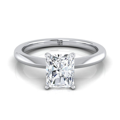 Petite Knife Edge Solitaire Radiant, in 18K White Gold, prong setting | RockHer