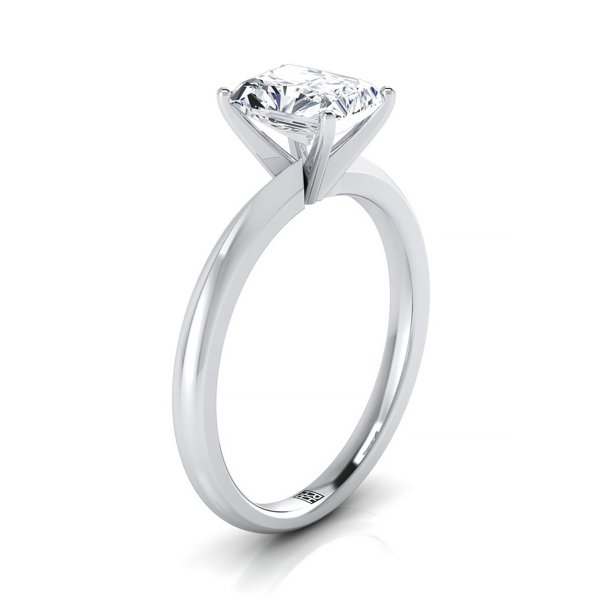 Platinum Radiant Cut Center  Petite Knife Edge Solitaire Engagement Ring