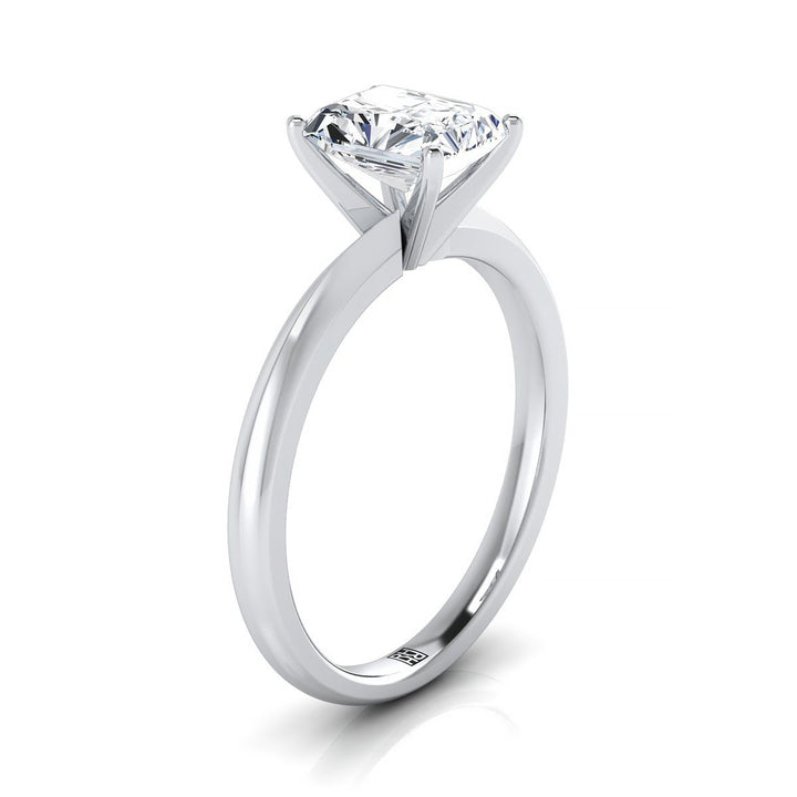 Platinum Radiant Cut Center  Petite Knife Edge Solitaire Engagement Ring