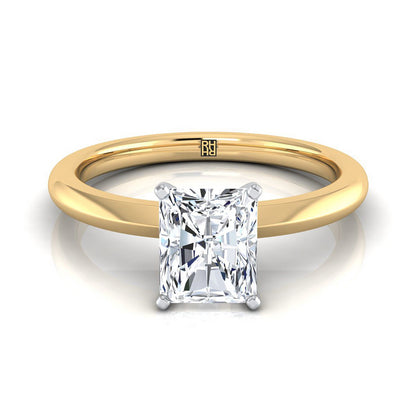 Petite Knife Edge Solitaire Radiant, in 18K Yellow Gold, prong setting | RockHer