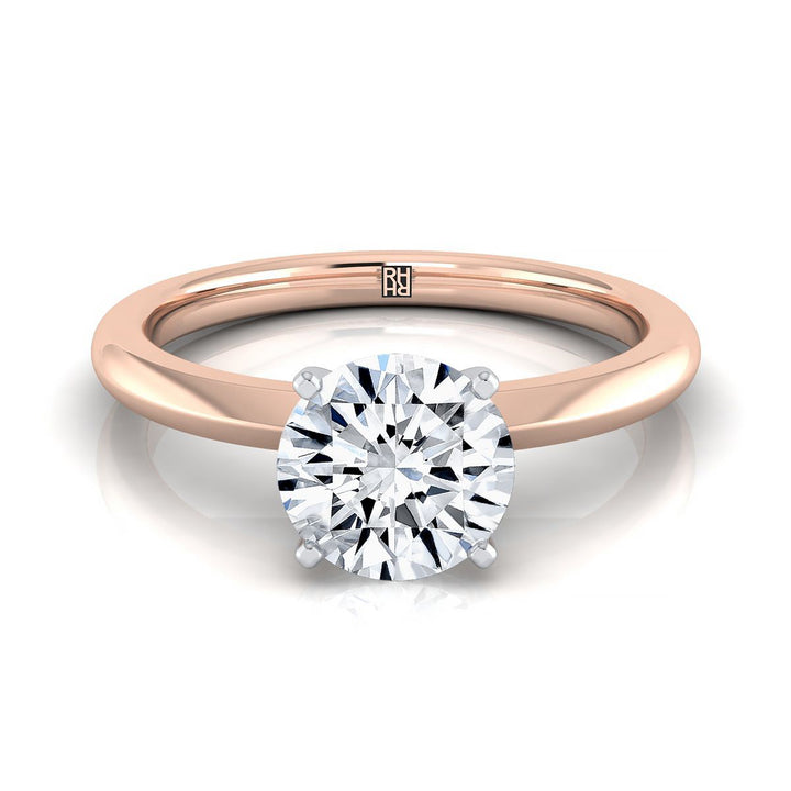 Round Brilliant, Petite Knife Edge Solitaire, in 14K Rose Gold, prong setting | RockHer