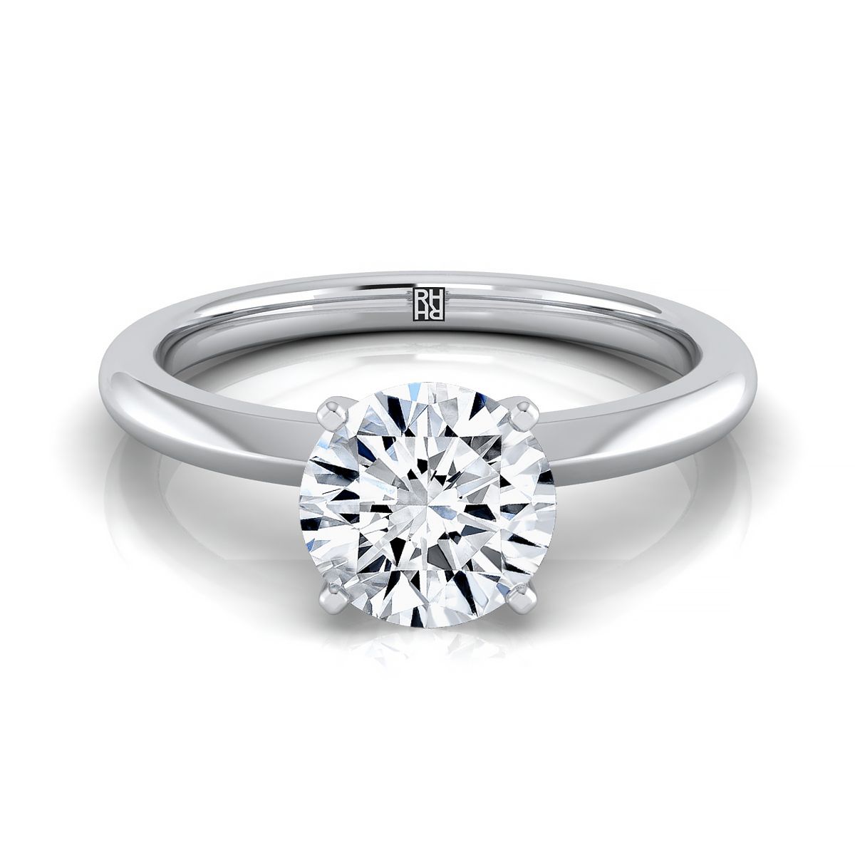 Isolde Select Knife Edge Solitaire Round Lab Diamond Engagement Ring in 18K White Gold | RockHer