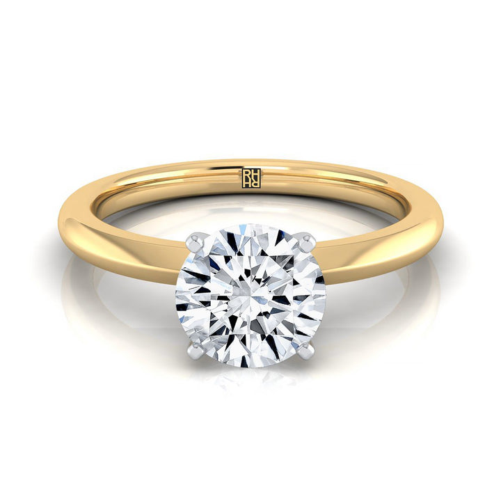 Round Brilliant, Petite Knife Edge Solitaire, in 18K Yellow Gold, prong setting | RockHer