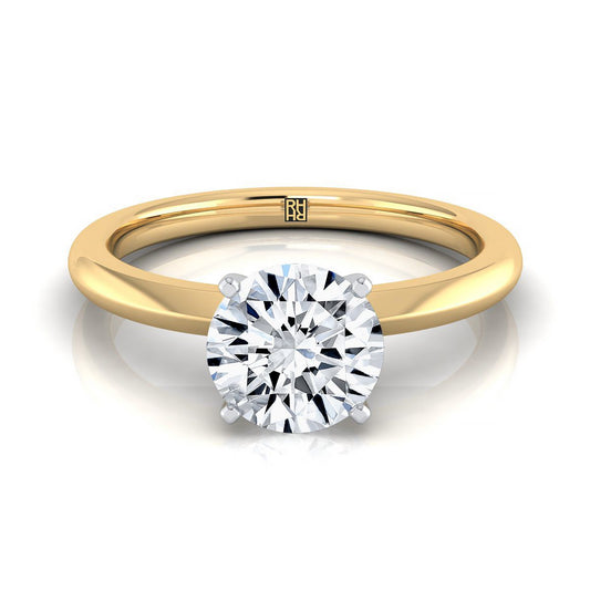 14K Yellow Gold Round Brilliant  Petite Knife Edge Solitaire Engagement Ring