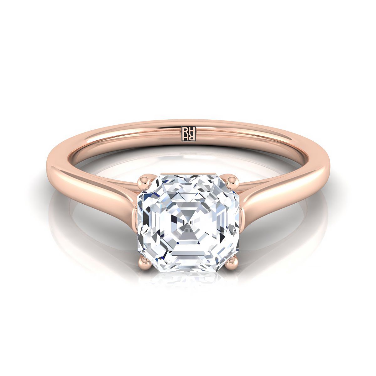 The Juliette asscher engagement ring setting in 14K Rose Gold | RockHer