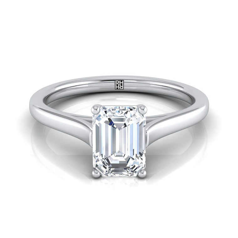 The Juliette Select Cathedral Solitaire Emerald Cut Lab Diamond Engagement Ring in Platinum