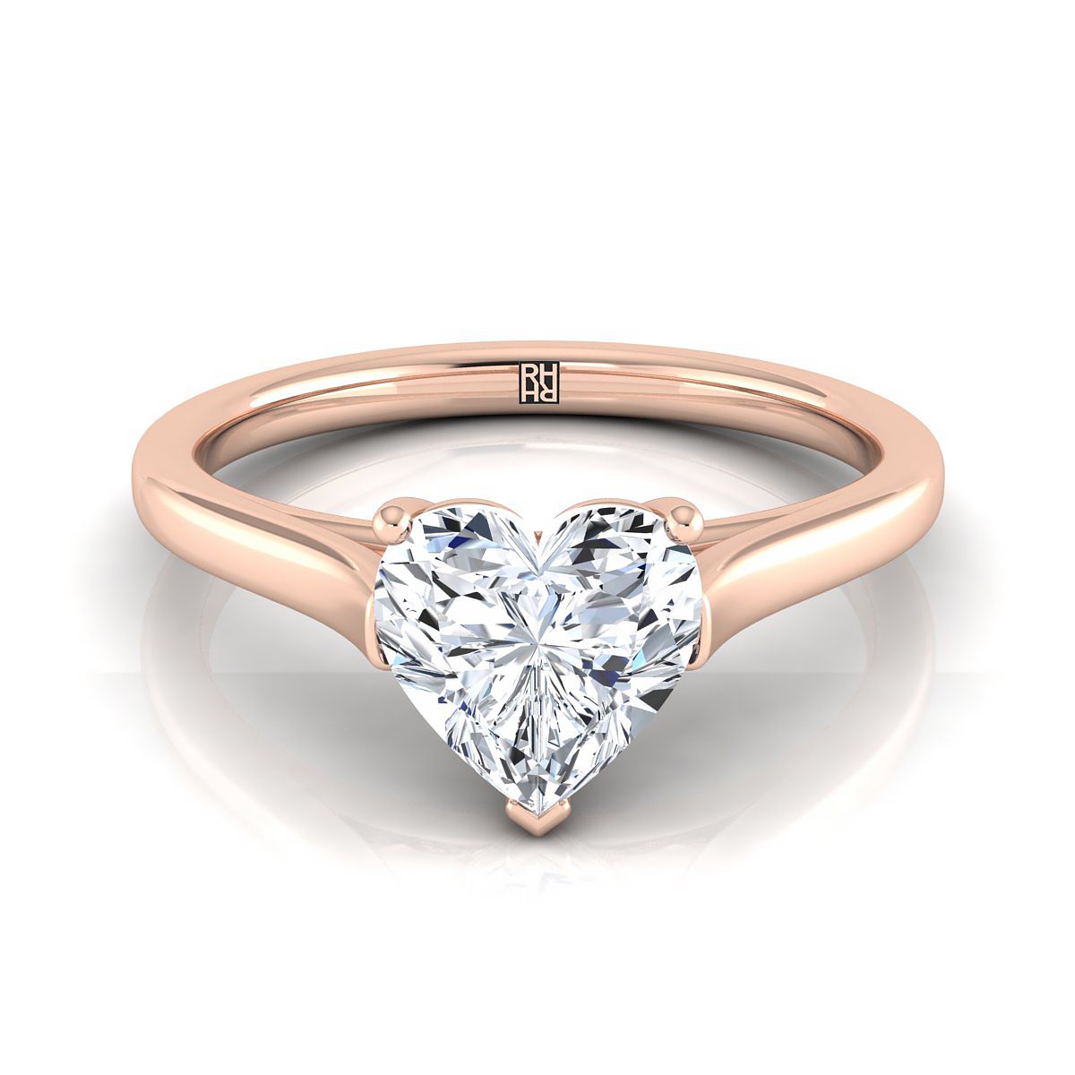The Juliette heart engagement ring setting in 14K Rose Gold | RockHer